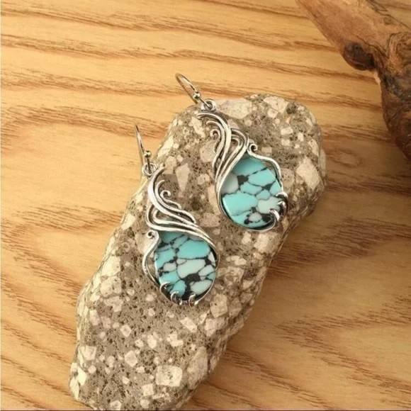 Turquoise silver tone earrings​​​​​